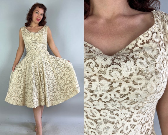 1950s Luscious Lacey Dress | Vintage 50s White La… - image 1