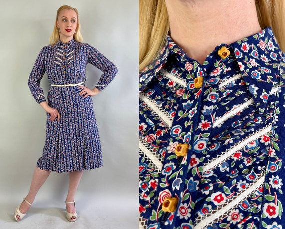 1930s Prairie Companion Dress | Vintage 30s Cotto… - image 1