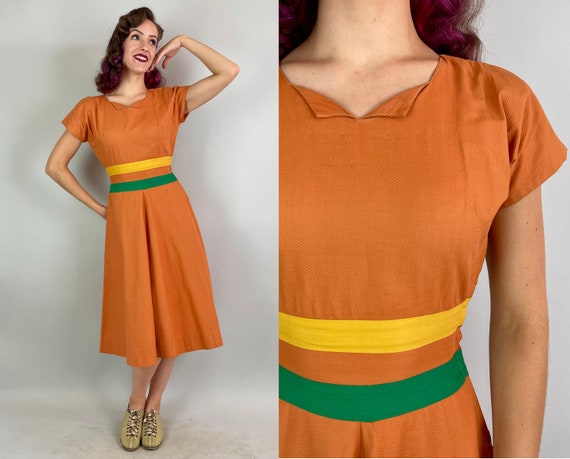 1940s Pumpkin Patch Perfect Dress | Vintage 40s O… - image 1