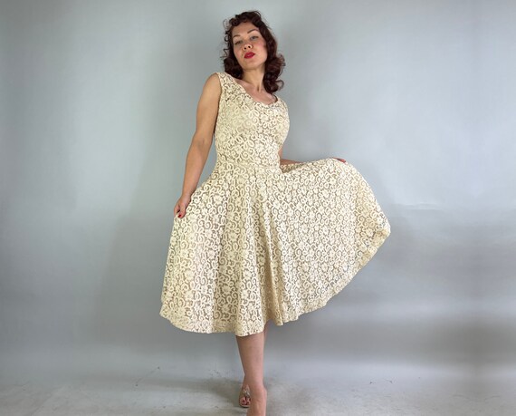 1950s Luscious Lacey Dress | Vintage 50s White La… - image 3