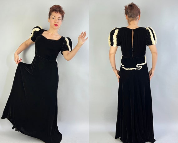 1930s Beautiful Bunny Gown | Vintage 30s Black Si… - image 2