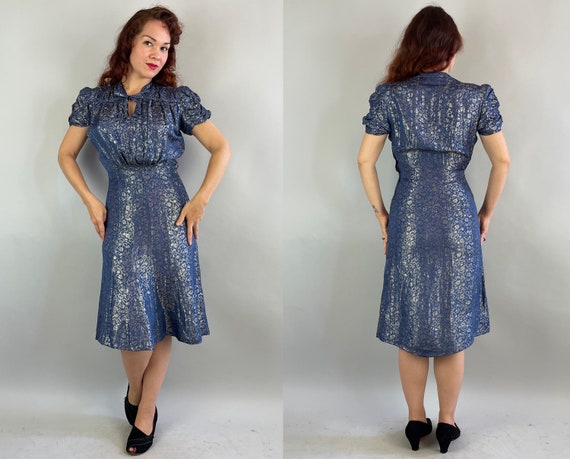 1930s Lily's Lovely Lamé Dress | Vintage 30s Blue… - image 9