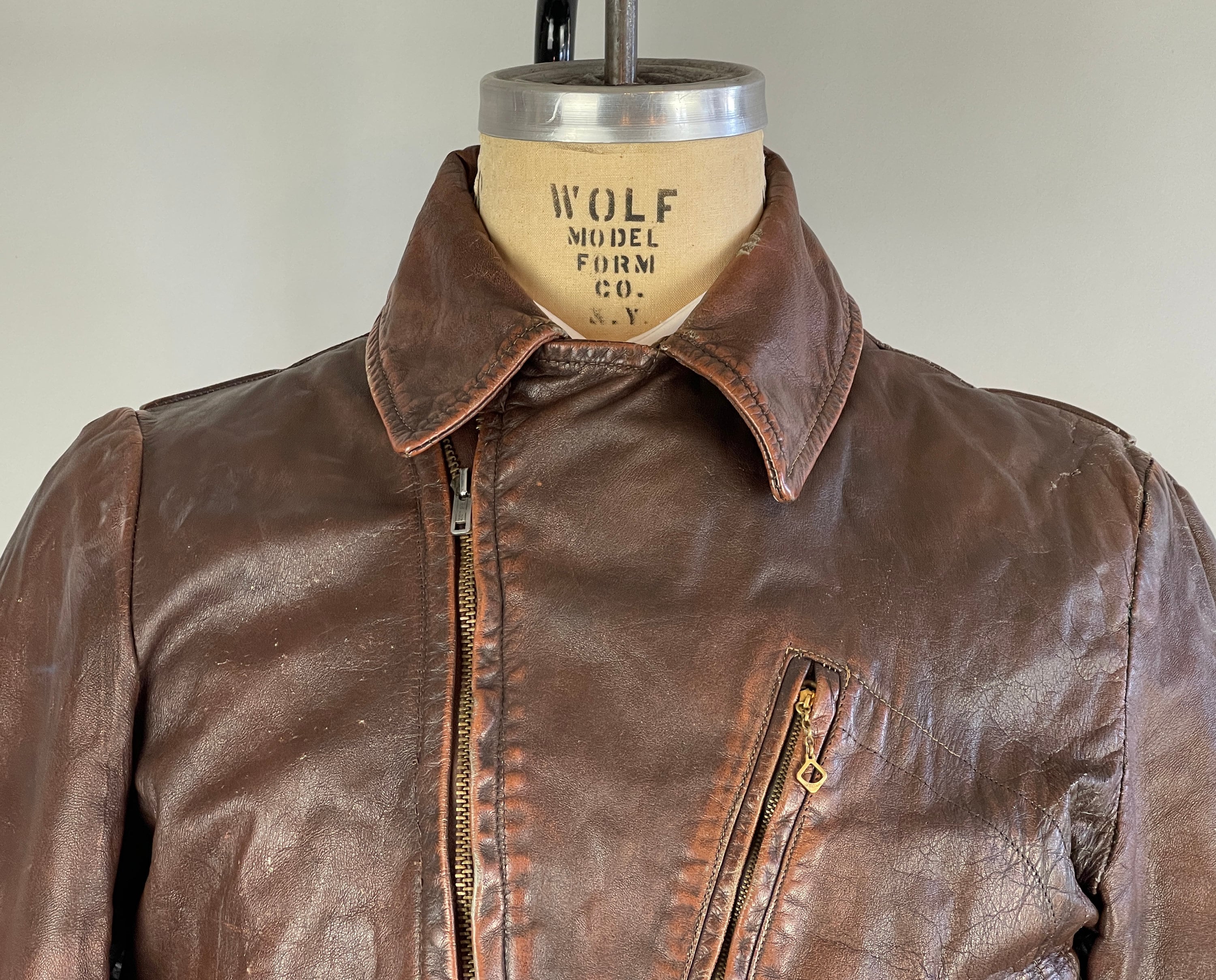 1940's Leather Coat - Brown