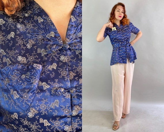 1930s Glamor Girl Lounge Set | Vintage 30s Blue an