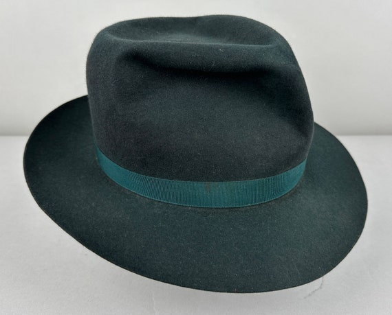 1940s Zeal for Teal Fedora | Vintage 40s Deep Teal Green Stetson Playboy Hat with Silk Grosgrain Ribbon Band | Size 7.25-7&3/8 Large