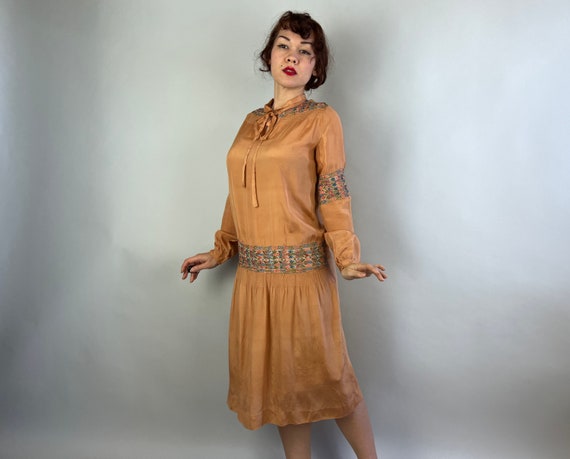 1920s Pretty in Peach Peasant Dress | Vintage 20s… - image 4