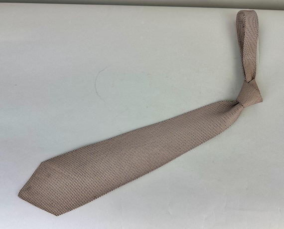 1940s Basket Bounty Necktie | Vintage 40s Pink and Black Basket Weave Print Rayon Self Tie Cravat by "Hy Value"