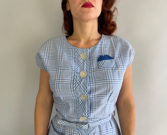 1950s Dandy Deadstock Dress | Vintage 50s Blue an… - image 4