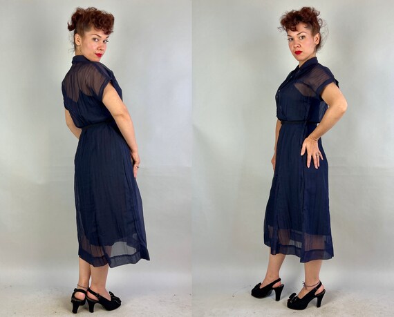 1940s Bubbly in Blue Dress | Vintage 40s Navy She… - image 7