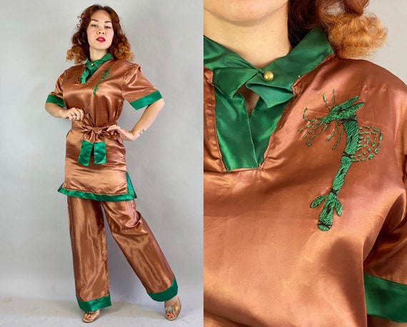 1940s Fantasy Island Loungewear Set | Vintage 40s