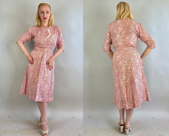 1930s Florence in Florals Dress | Vintage 30s Red… - image 2