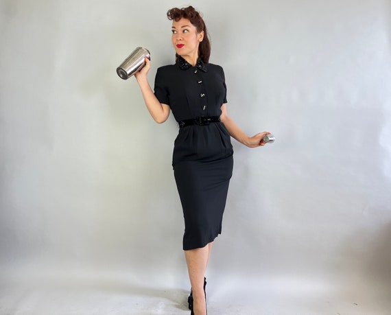 1940s Right Direction Dress | Vintage 40s Black R… - image 8