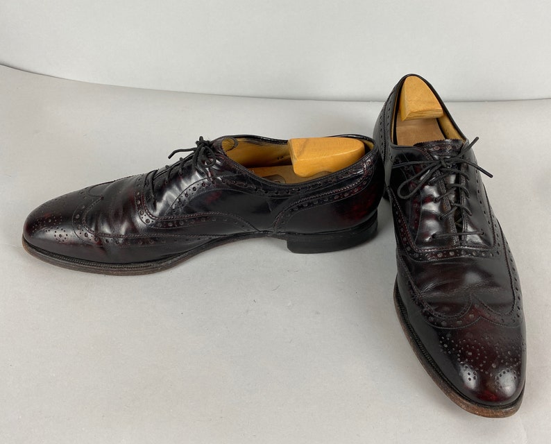 1940s aristocraft Mens Shoes Vintage 40s Oxblood Red Black - Etsy