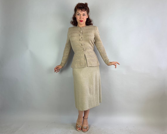 1940s Golden Sands Knit Set | Vintage 40s Sandy B… - image 2