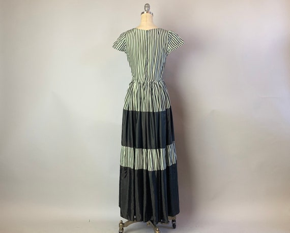 1930s Striped Vaudeville Dress | 30s Grey & White… - image 6