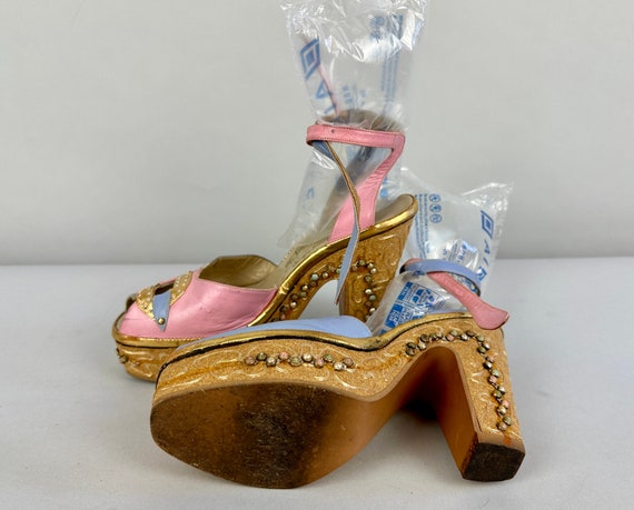 1940s Ooh La La Platforms | Vintage 40s Pink Gold… - image 6