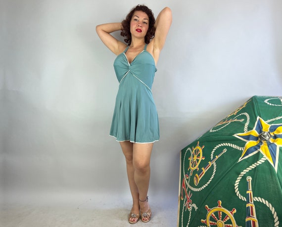 1930s By the Sea Swimsuit Romper | Vintage 30s Se… - image 2