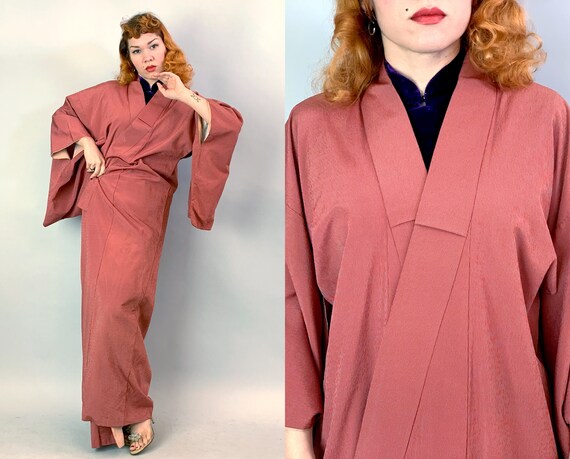 1940s Madame Butterfly Kimono | Vintage 40s Brick