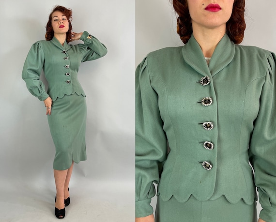 1940s Sassy Scallops Suit | Vintage 40s "Lilli Ann
