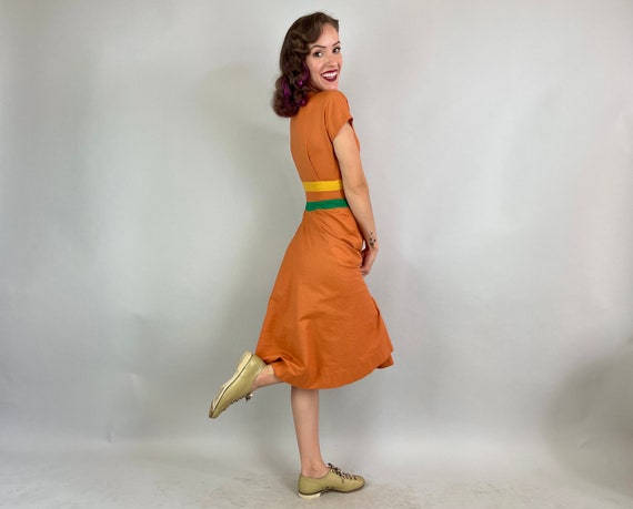 1940s Pumpkin Patch Perfect Dress | Vintage 40s O… - image 5