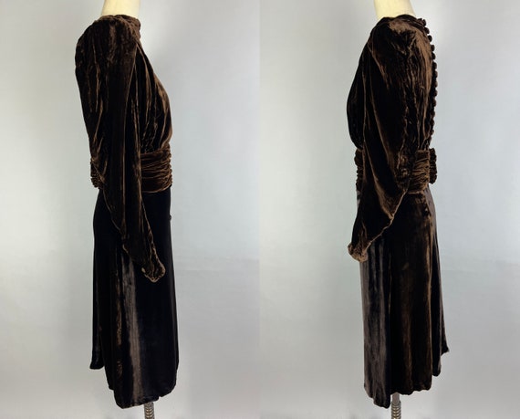 1930s Vixen in Velvet Dress | Vintage Dark Chocol… - image 8