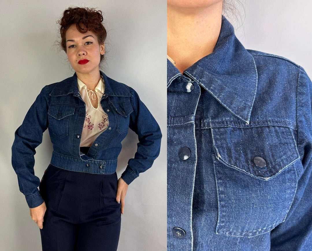 1950s Rebel Rhonda Denim Jacket | Vintage 50s Indigo Blue Dungaree