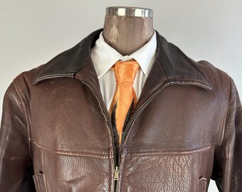 1930s Sportster Leather Jacket | Vintage 30s Brown Townsman