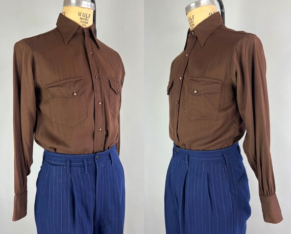 1930s Pecan Pie Shirt | Vintage 30s Pecan Brown W… - image 3