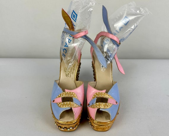 1940s Ooh La La Platforms | Vintage 40s Pink Gold… - image 2