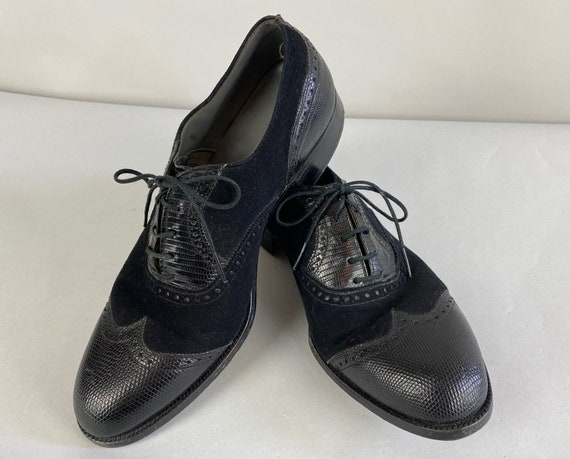 1940s Ventilated Mens Shoes Vintage 40s Black Apron Toe Finland ...