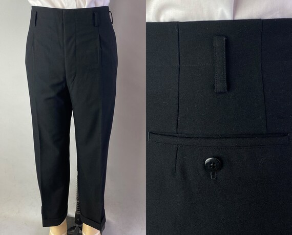 1940s Hollywood Waist Trousers | Vintage 40s Black