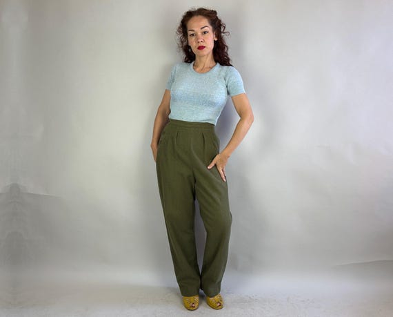 1950s Wonderful WAC Trousers | Vintage 50s Olive Green Wool 1950s Wonderful WAC Trousers | Vintage 50s Olive Green Wool
