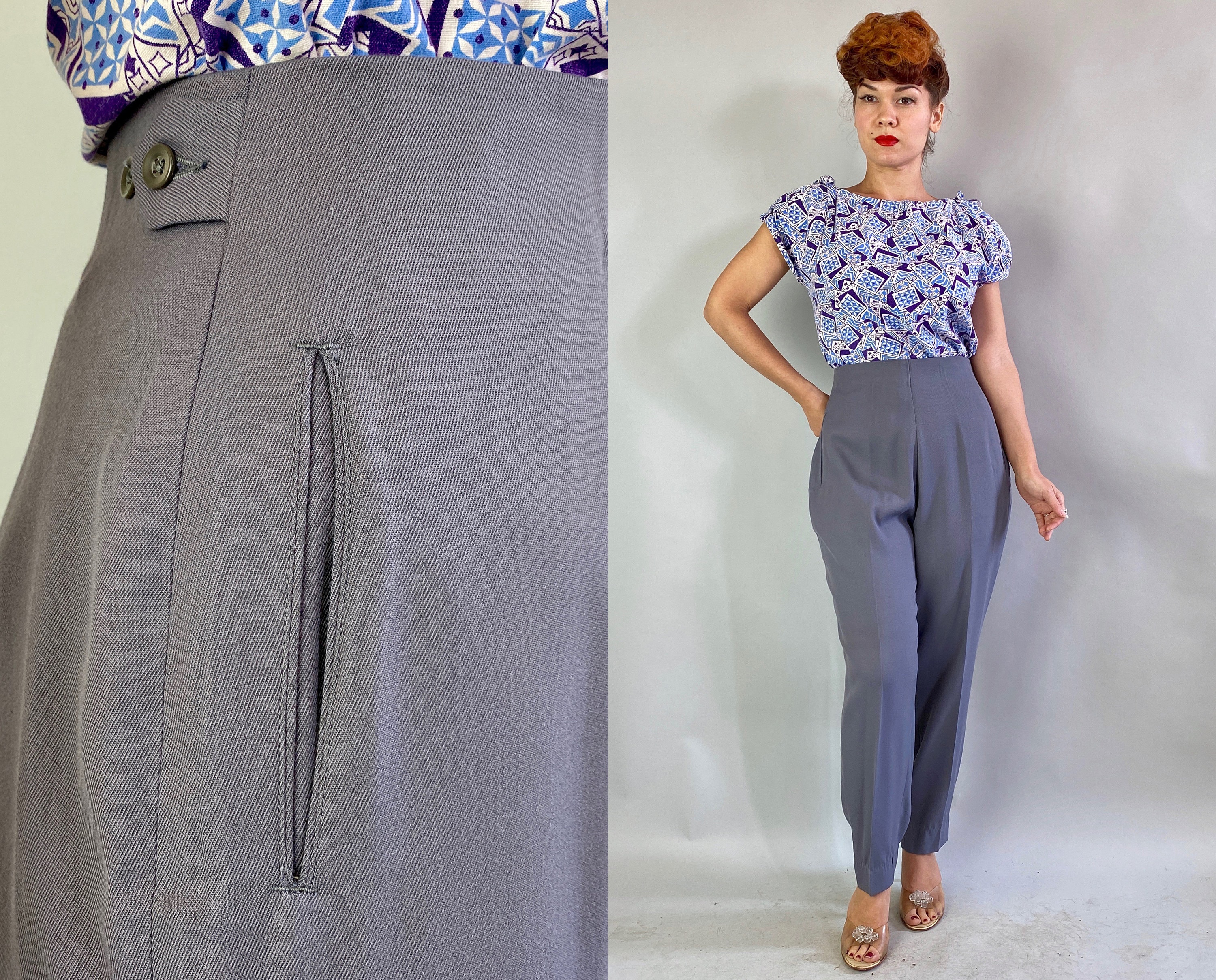 1950s Top-Sail Black Twill Cigarette Pants - 28w – Dethrose Vintage