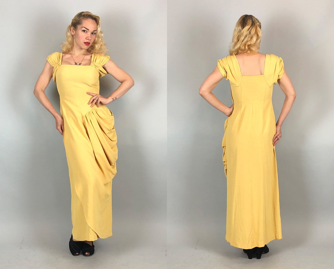 canary yellow evening gown