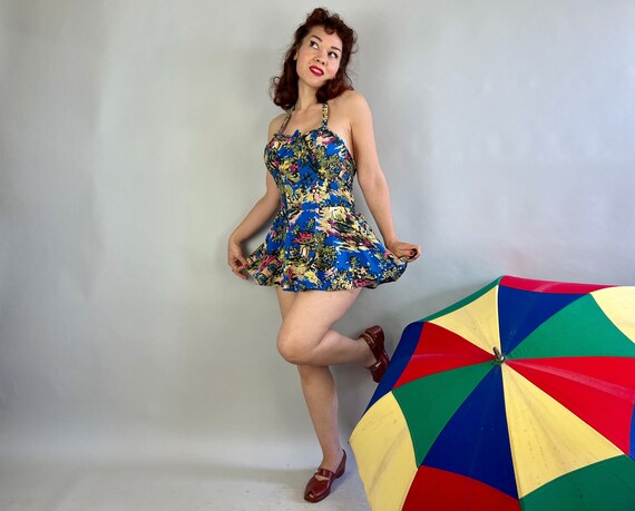 1940s Pinup Peggy Playsuit | Vintage 40s Colorful… - image 2