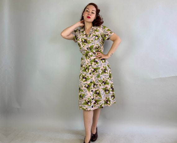 1940s Lauren of Arabia Frock | Vintage 40s Pink G… - image 2