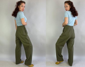 1950s Wonderful WAC Trousers | Vintage 50s Olive Green Wool 1950s Wonderful WAC Trousers | Vintage 50s Olive Green Wool
