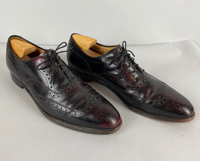 1940s aristocraft Mens Shoes Vintage 40s Oxblood Red Black - Etsy