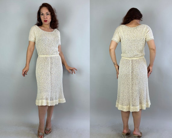 1950s Sweet as Cream Knit Dress | Vintage 50s Whi… - image 10
