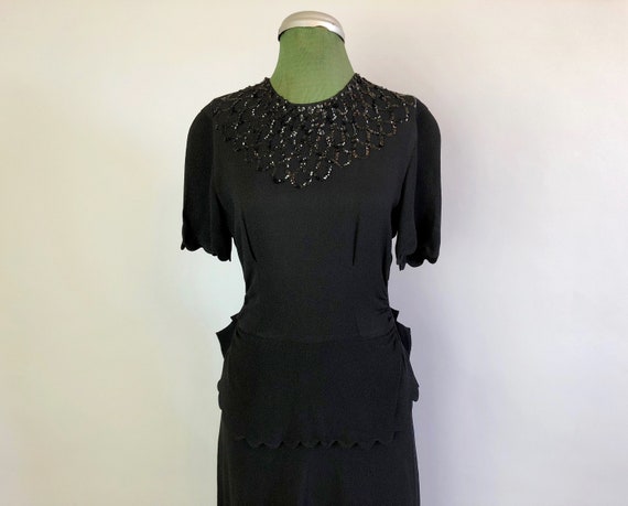 1940s Sequin Neckline Dress | Vintage 40s Gorgeou… - image 9