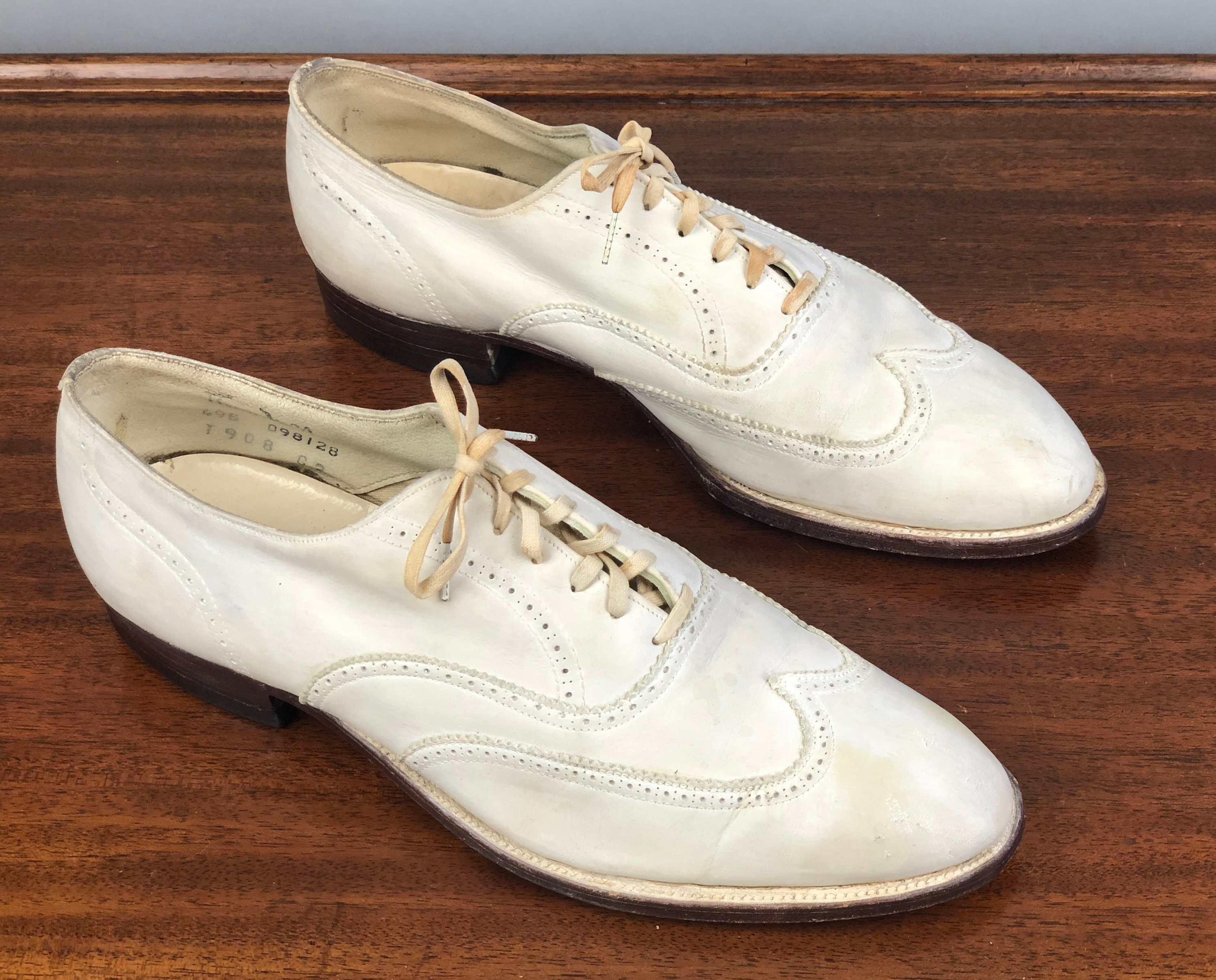 1930s Alabaster White Mens Shoes | Vintage 30s Leather Oxfords with ...