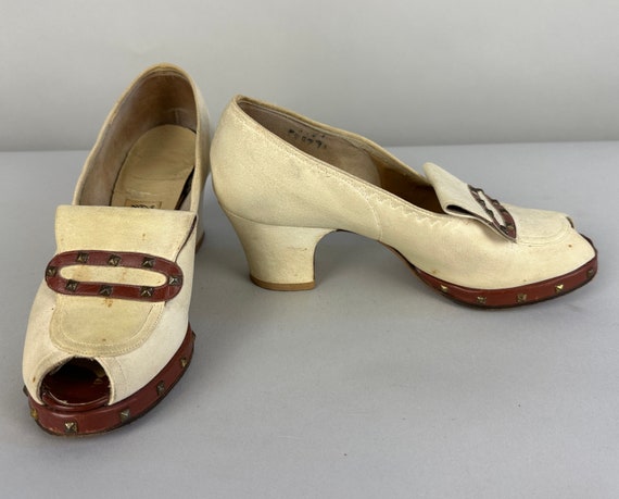 1930s Stunning Studded Shoes | Vintage 30s Ivory … - image 5