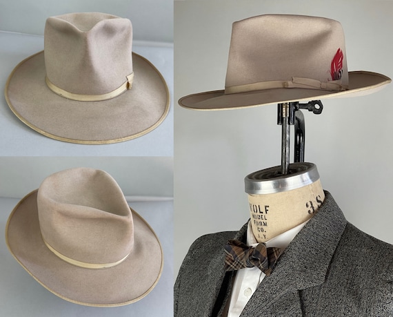 帽子 40s EX VINTAGE STETSON Flagship 3/8 59cm VINTAGE STETSON WESTERN COWBOY HAT 4X BEAVER SZ 7 | eBay