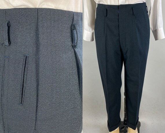 1940s Tailored Tyler Mens Pants | Vintage 40s Blac