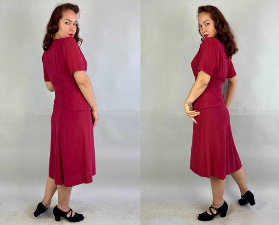 1940s Starlet Soiree Dress | Vintage 40s Raspberr… - image 8