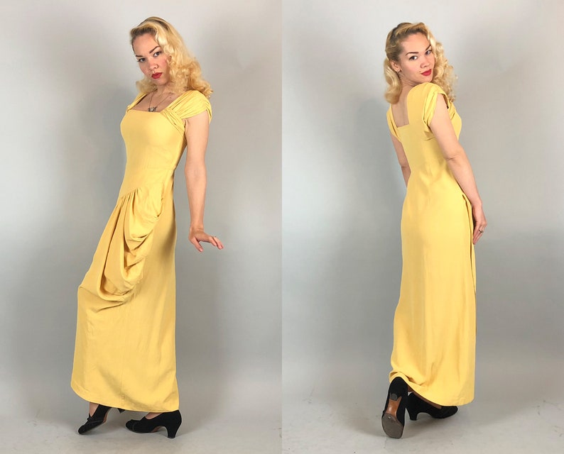 canary yellow evening gown