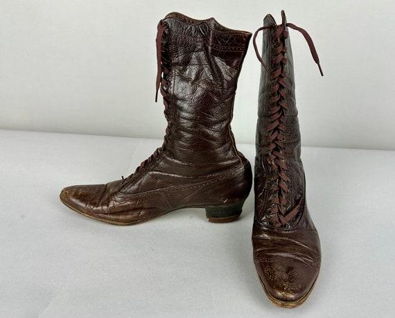 1800s Blessed Brown Boots | Vintage Antique Victo… - image 2