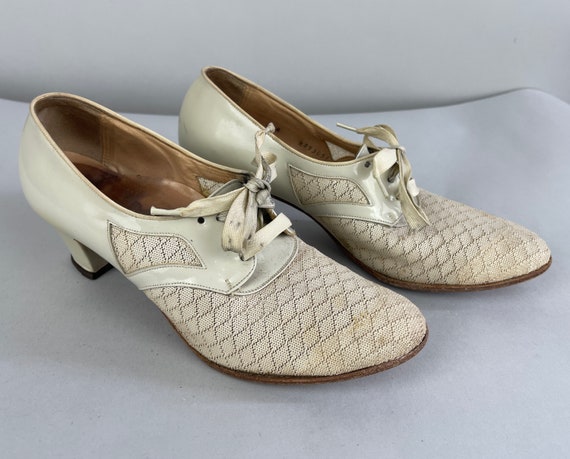 1930s Summer Soiree Shoes Vintage 30s Eggshell White Low | Etsy