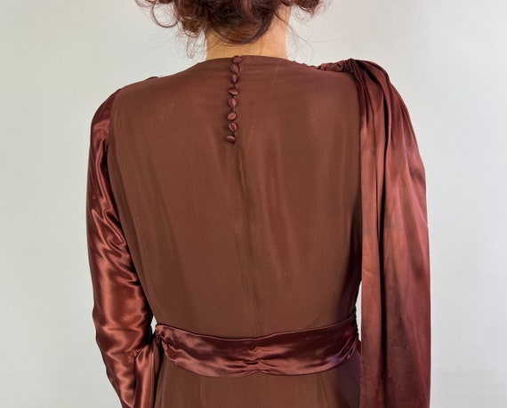 1930s Bold and Bronze Dress | Vintage 30s Brown R… - image 7