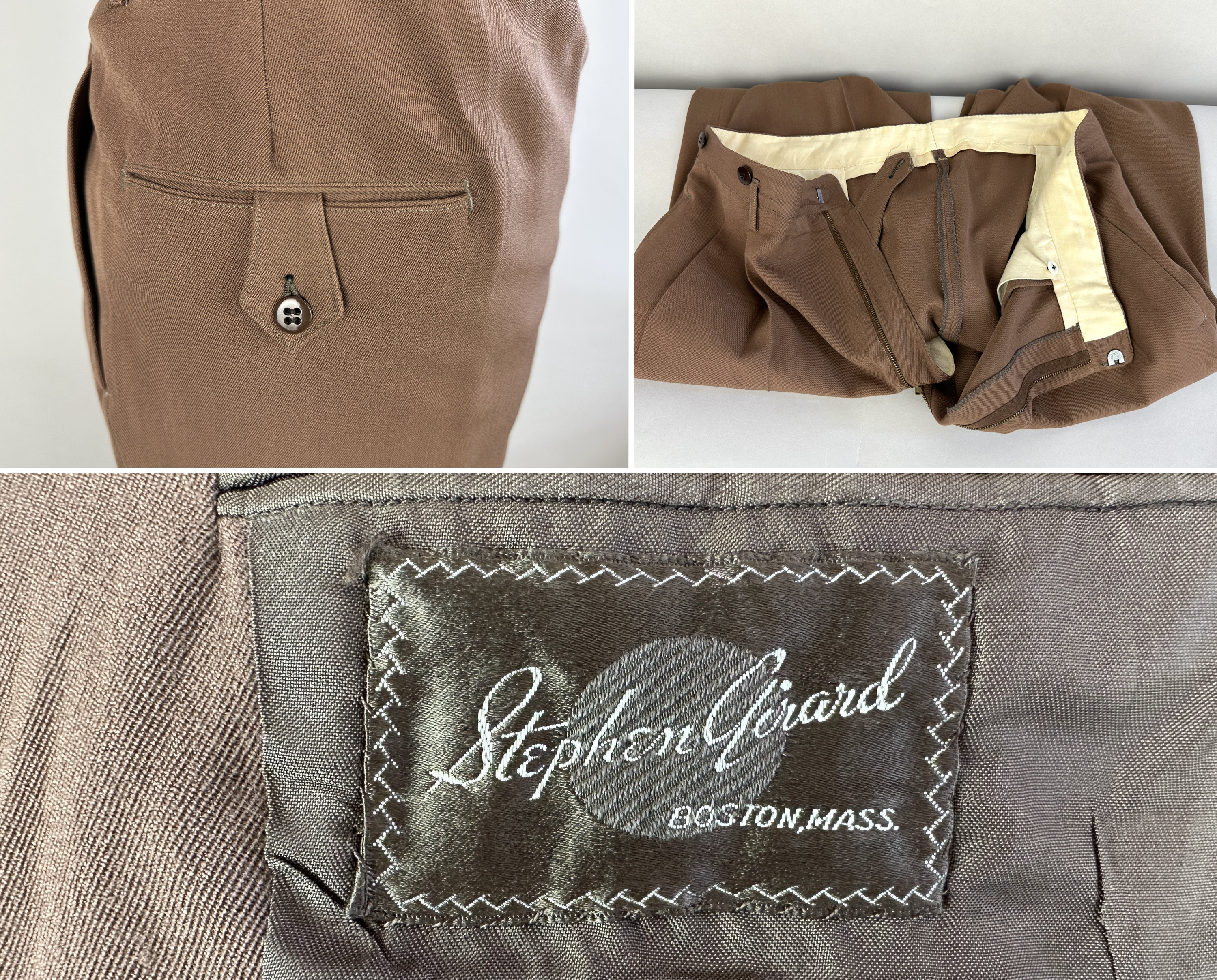 1950s Terrific Tawny Suit | Vintage 50s Top-Stitched Brown Wool
